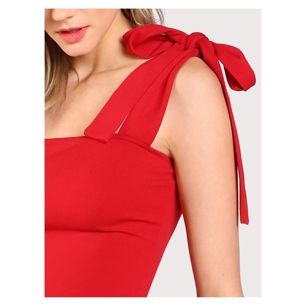 Red Bodycon Fishtail Midi Dress - Picture 4 of 5